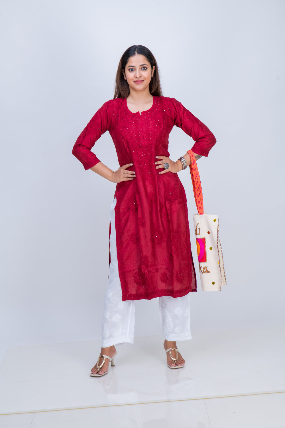 CHANDERI MUKAISH LONG KURTA